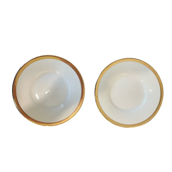 Pier One Imports Porcelain Gold Band 6" Appetizer‎ Tapas Dessert Plates Set of 2 - Picture 1 of 6